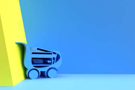 3d shopping Cart with Credit Card, 3D Render Flyer/Poster Illustration Design.の写真素材