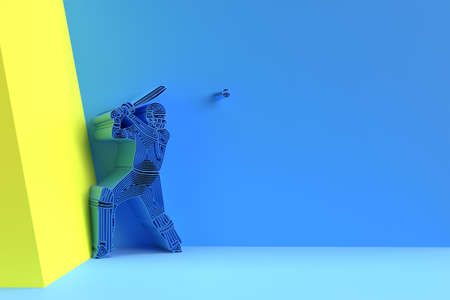 3D Render Concept of Batsman playing cricket - Championship, 3D art design Poster illustration.の写真素材
