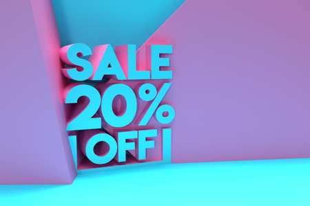 3D Render 20% OFF Sale Discount Banner with space of your text Illustration Design.の写真素材
