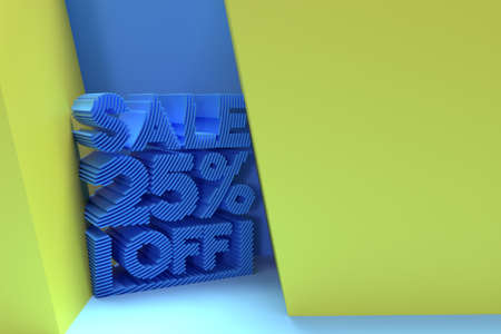 3D Render 25% OFF Sale Discount Banner with space of your text Illustration Design.の写真素材