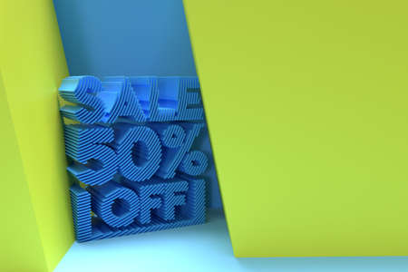 3D Render 50% OFF Sale Discount Banner with space of your text Illustration Design.の写真素材