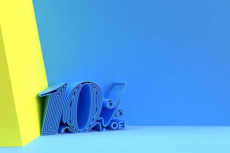 3D Render 10% OFF Sale Discount Banner with sapce of your text. Flyer/Poster Illustration Design.の写真素材