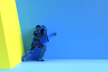 3D Render Concept of Batsman playing cricket - Championship, 3D art design Poster illustration.の写真素材