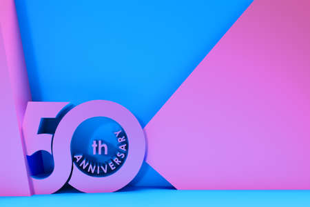 50th Years Anniversary Celebration Space of Your Text 3D Render Illustration Design.の写真素材