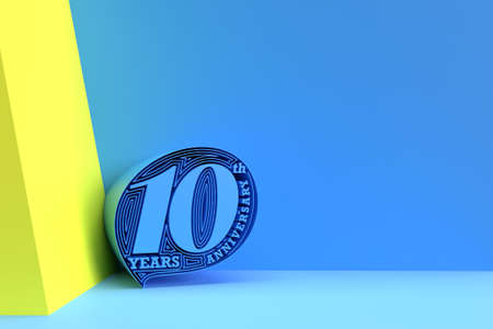 3D Render 10th Years Anniversary Celebration illustration Design.の写真素材