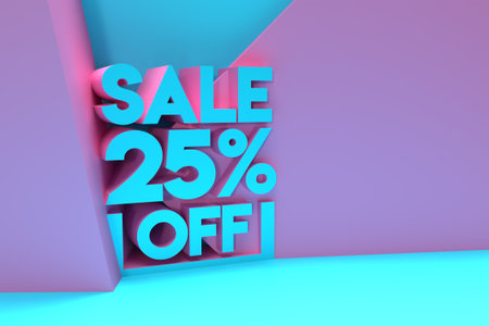 3D Render 25% OFF Sale Discount Banner with space of your text Illustration Design.の写真素材