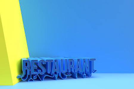 3d Restaurant Calligraphic Text Flyer/Poster illustration Design.の写真素材
