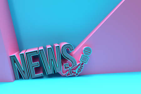 3D Live News Template with Microphone. Journalism concept, 3D Render illustration.の写真素材