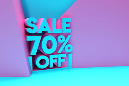 3D Render 70% OFF Sale Discount Banner with space of your text Illustration Design.の写真素材