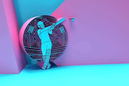 3D Render Concept of Batsman playing cricket - Championship, 3D art design Poster illustration.の写真素材