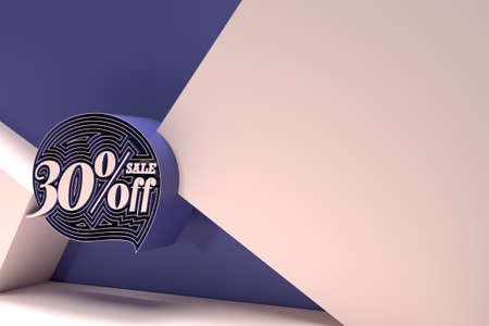 3D Render 30% OFF Sale Discount Banner Flyer Poster Illustration Design.の写真素材