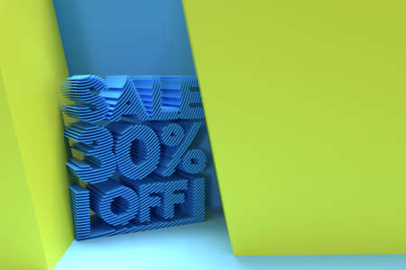 3D Render 30% OFF Sale Discount Banner with space of your text Illustration Design.の写真素材