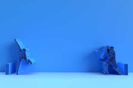 3D Render Concept of Batsman playing cricket - Championship, 3D art design Poster illustration.の写真素材