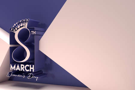 8 march Happy Women's Day with Space of Your Text 3D Render Illustration Design.の写真素材