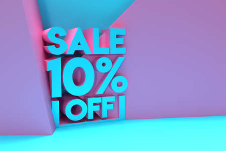 3D Render 10% OFF Sale Discount Banner with space of your text Illustration Design.の写真素材