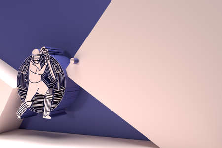 3D Render Concept of Batsman playing cricket - Championship, 3D art design Poster illustration.の写真素材