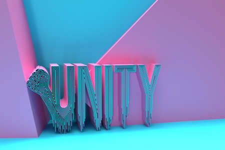 3D Render Unity Calligraphic banner Flyer Poster illustration Design.の写真素材