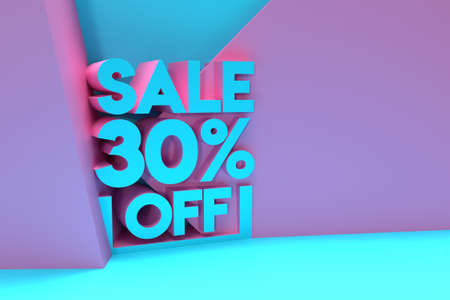 3D Render 30% OFF Sale Discount Banner with space of your text Illustration Design.の写真素材