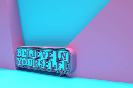 3D Render Believe in Your Self Calligraphic with Space of Your Text Flyer Poster 3D illustration...