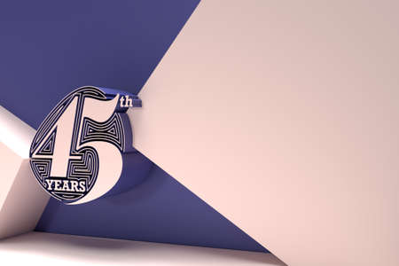 3D Render 45th Years Anniversary with Space of Your Text Celebration 3D illustration Design.の写真素材