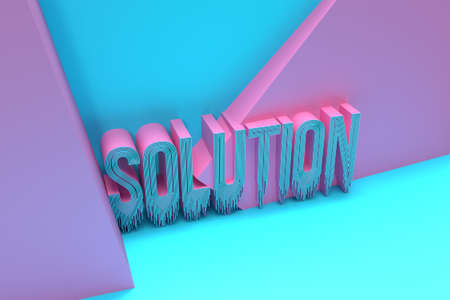 3D Render Solution Calligraphic  Text banner Flyer Poster 3D illustration Design.の写真素材