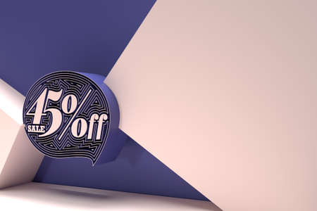 3D Render 45% OFF Sale Discount Banner Flyer Poster Illustration Design.の写真素材