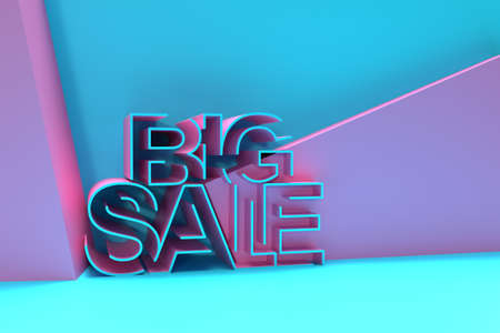 3D Render Big Sale Text. 3D illustration Graphic Design.の写真素材