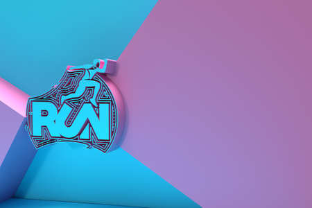 Abstract 3D Run with Man Calligraphic Text 3D Rendering illustration Design.の写真素材