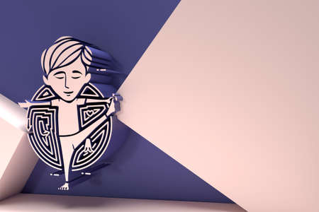 3D Render Boy practicing yoga pose, 21st june international yoga day Flyer Poster Illustration Design.の写真素材