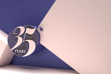 3D Render 35th Years Anniversary with Space of Your Text Celebration 3D illustration Design.の写真素材