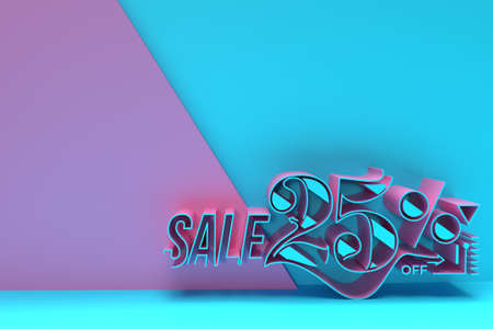 3D Render 25% OFF Sale Discount Banner with space of your text Illustration Design.の写真素材