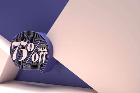 3D Render 75% OFF Sale Discount Banner Flyer Poster Illustration Design.の写真素材