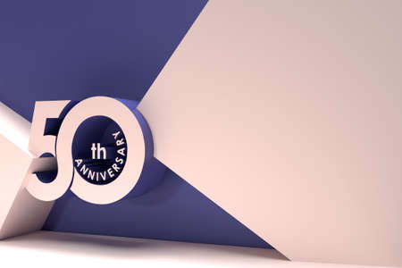 50th Years Anniversary Celebration Space of Your Text 3D Render Illustration Design.の写真素材