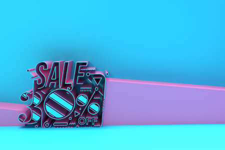 3D Render 30% OFF Sale Discount Banner with Space of Your Text Illustration Design.の写真素材
