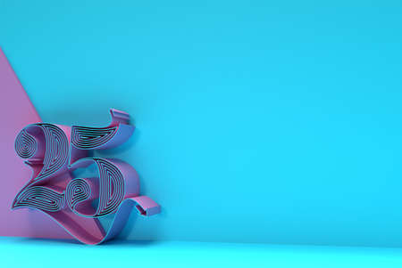 3D Render of a 25 twenty-five number Illustration Design.の写真素材