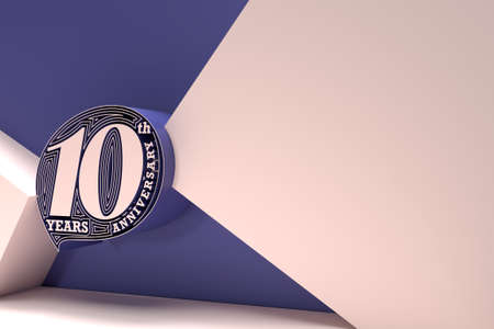 3D Render 10th Years Anniversary with Space of Your Text Celebration 3D illustration Design.の写真素材