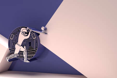 3D Render Concept of Batsman playing cricket - Championship, 3D art design Poster illustration.の写真素材