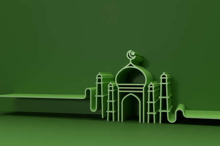 3D Render illustration of a Mosque Design. Eid Mubarak celebration.の写真素材