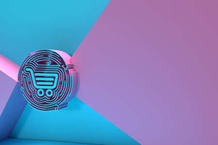 3D Render Shopping Cart Icon with Sapce of Your Text Flyer Poster illustration Design.の写真素材
