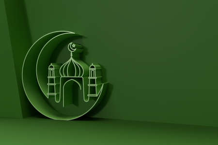 3D Render illustration of a Mosque Design. Eid Mubarak celebration.の写真素材