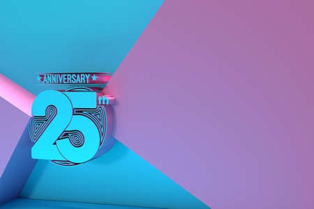 25th Years Anniversary Celebration Space of Your Text 3D Render Illustration Design.の写真素材
