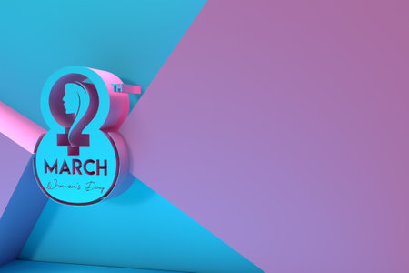 8 march Happy Women's Day with Space of Your Text 3D Render Illustration Design.の写真素材