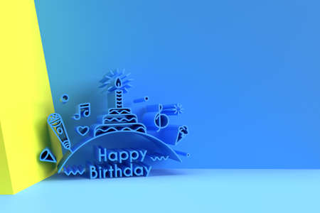 3D Render illustration of a Happy Birthday Candel celebration Flyer Poster. 3D Illustration Design.の写真素材