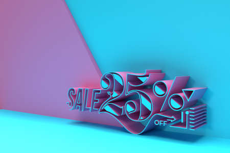3D Render 25% OFF Sale Discount Banner with space of your text Illustration Design.の写真素材