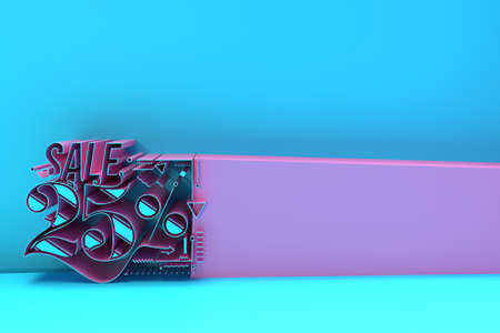 3D Render 25% OFF Sale Discount Banner with Space of Your Text Illustration Design.の写真素材