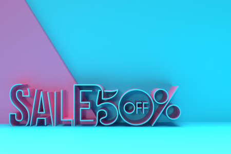 3D Render 50% OFF Sale Discount Banner with space of your text Illustration Design.の写真素材