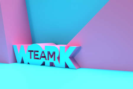 3D Render Teamwork Calligraphic banner with space of text Flyer Poster illustration Design.の写真素材