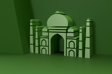 3D Render Taj Mahal icon, India Agra - 3D illustration Design.の写真素材