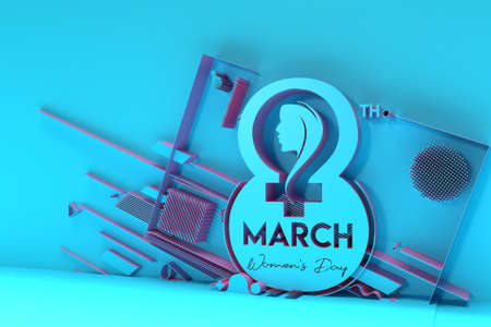8 march Happy Women's Day Woman Face with Space of Your Text 3D Render Illustration Design.の写真素材