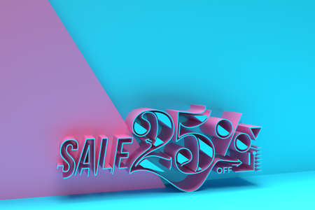 3D Render 25% OFF Sale Discount Banner with space of your text Illustration Design.の写真素材